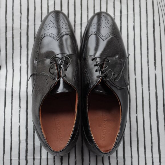 Black BOSTONIAN Classics Brogue Wingtip Oxfords Dress Shoes USA Made - Picture 2 of 10